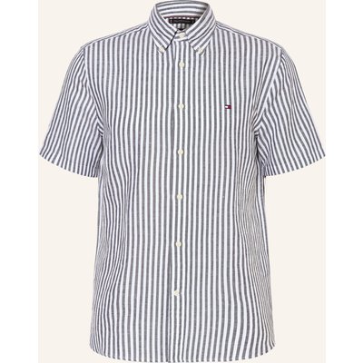 Tommy Hilfiger Kurzarm-Hemd Regular Fit Mit Leinen blau