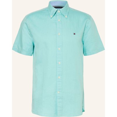Tommy Hilfiger Kurzarm-Hemd Regular Fit Mit Leinen blau