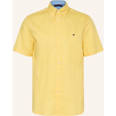 Tommy Hilfiger Kurzarm-Hemd Regular Fit Mit Leinen gelb