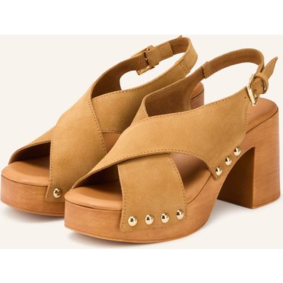 È Mia Plateau-Sandaletten Mit Nieten beige