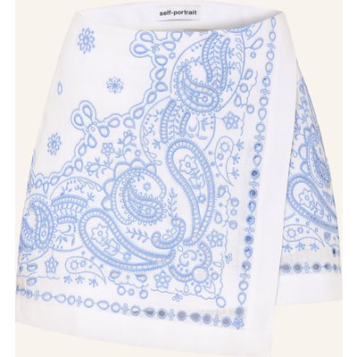 Self-Portrait Leinen-Skort Mit Lochspitze weiss