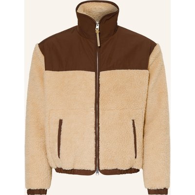 Ami Paris Teddyfell-Jacke Im Materialmix beige
