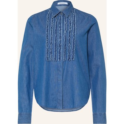 Soluzione Jeansbluse Mit Rüschen blau