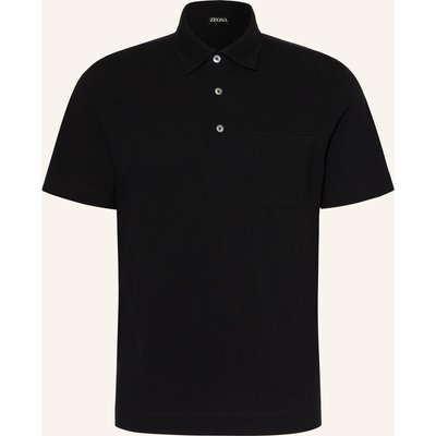 Zegna Piqué-Poloshirt schwarz