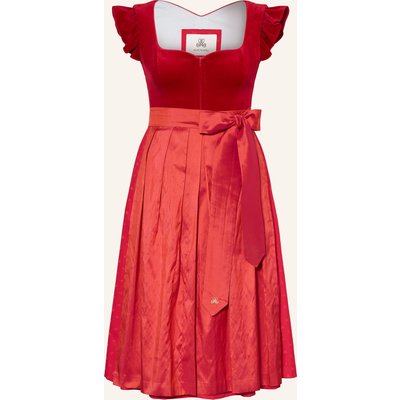 Alpenherz Dirndl Melissa Aus Samt Mit Volants rot