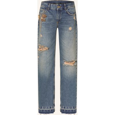 Liu Jo Straight Jeans Gigi Mit Schmucksteinen blau