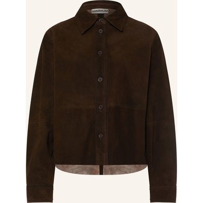 Minimum Leder-Overshirt Lucia braun