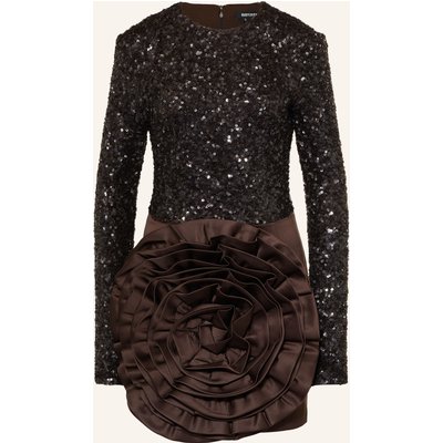 Rotate Cocktailkleid Im Materialmix Mit Pailletten braun