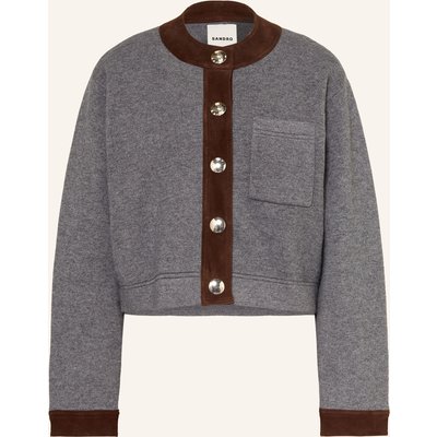 Sandro Strickjacke Im Materialmix grau
