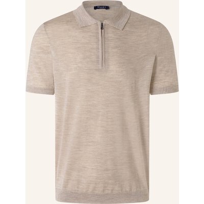 Maerz Muenchen Strick-Poloshirt Aus Merinowolle beige
