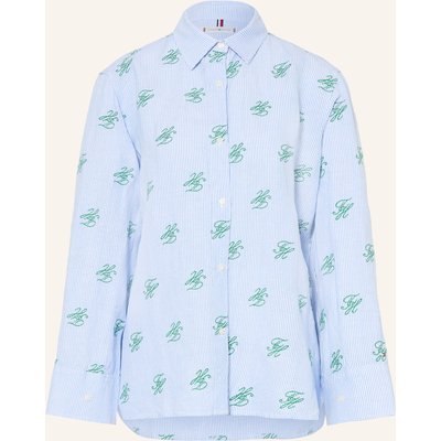 Tommy Hilfiger Hemdbluse Mit Leinen blau