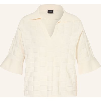 Boss Strick-Poloshirt Fapavero Mit 3/4-Arm weiss
