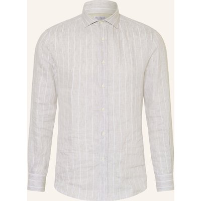 Brunello Cucinelli Leinenhemd Easy Fit grau