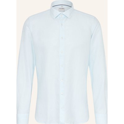 Olymp Hemd Level Five Body Fit Mit Leinen blau