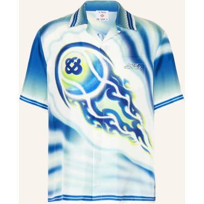 Casablanca Resorthemd Flaming Tennis Ball Comfort Fit Aus Seide blau