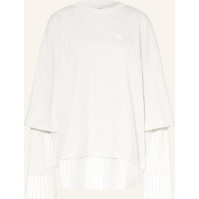 Karo Kauer Oversized-Longsleeve Im Materialmix grau