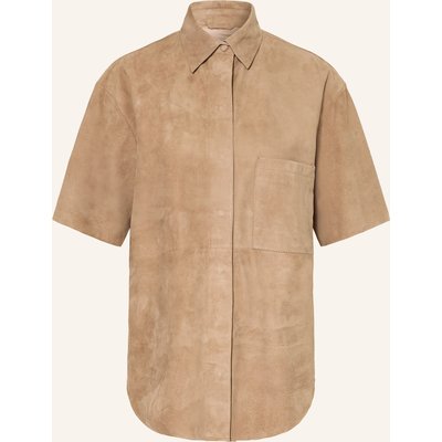Mrs & Hugs Hemdbluse Aus Leder beige