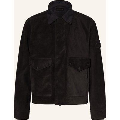 Stone Island Lederjacke Ghost schwarz