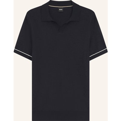 Boss Strick-Poloshirt Narciso blau