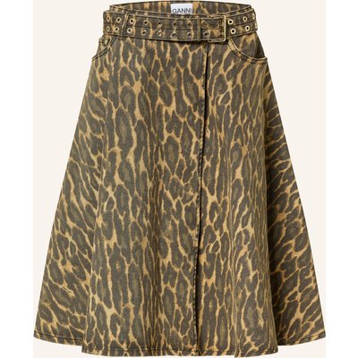 Ganni Jeansrock In Wickeloptik beige