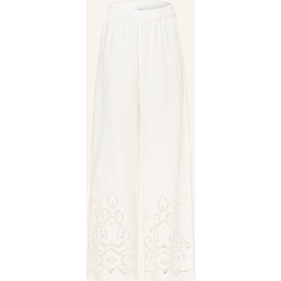Angoor Marlenehose Carina Aus Leinen Mit Lochspitze weiss