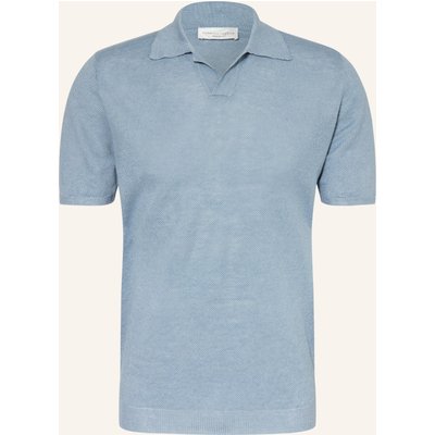 Roberto Collina Strick-Poloshirt Aus Leinen blau