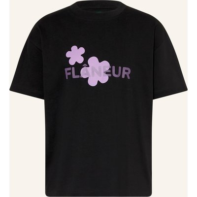 Flâneur Oversized-Shirt Organic Flower schwarz