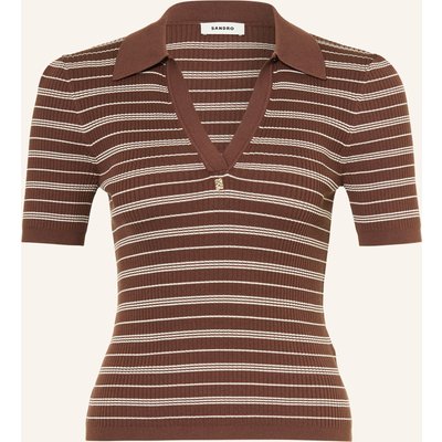 Sandro Strick-Poloshirt braun