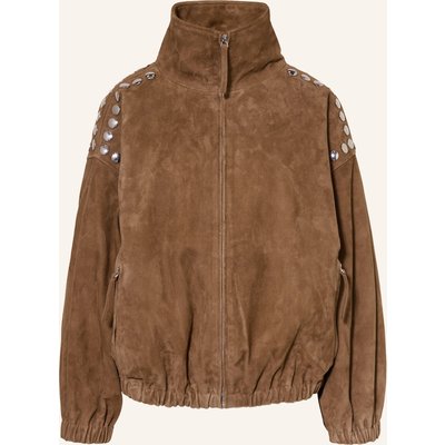 Sandro Lederblouson Mit Nieten braun