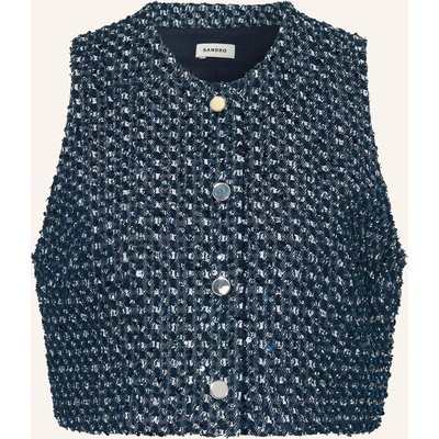 Sandro Cropped-Blazerweste Mit Pailletten blau