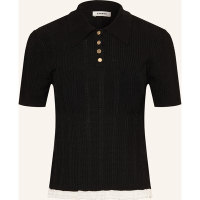 Sandro Strick-Poloshirt schwarz