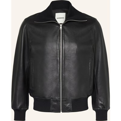 Sandro Lederjacke schwarz