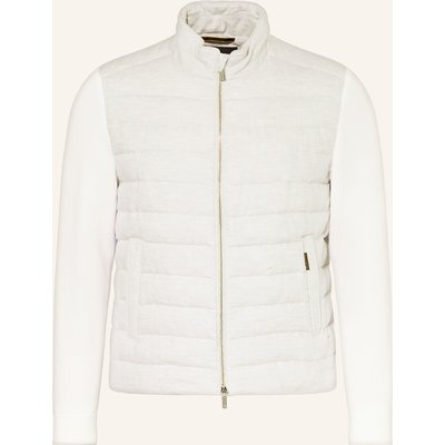 Moorer Daunenjacke Im Materialmix Mit Leinen grau