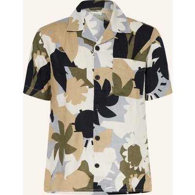 Knowledgecotton Apparel Kurzarm-Hemd Loose Fit Aus Leinen gruen