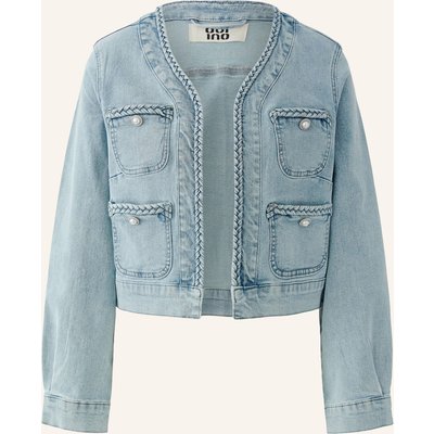 Oui Jeansjacke Mit Schmucksteinen blau