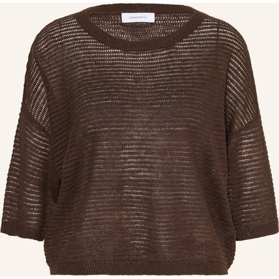 Darling Harbour Strickshirt Aus Leinen braun