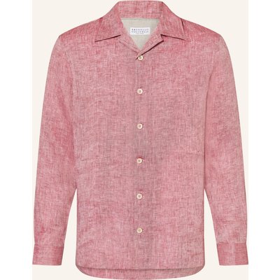 Brunello Cucinelli Leinenhemd Comfort Fit rot