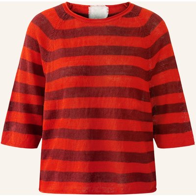 Oui Strickshirt Aus Leinen Mit 3/4-Arm rot
