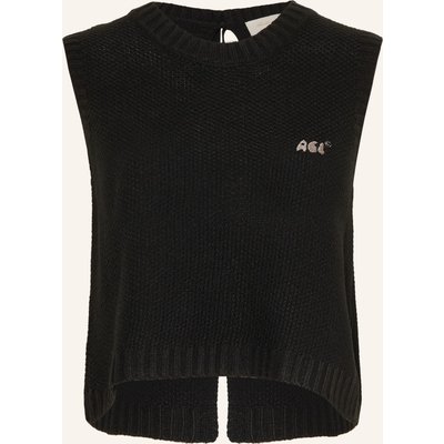 Another Cotton Lab Cropped-Stricktop schwarz