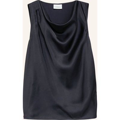 Comma Blusentop Aus Satin blau