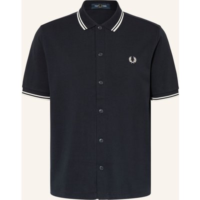 Fred Perry Kurzarm-Hemd Comfort Fit Aus Piqué blau