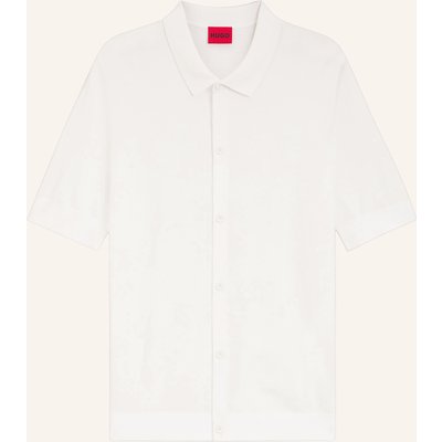 Hugo Strickhemd San Paco Extra Slim Fit weiss