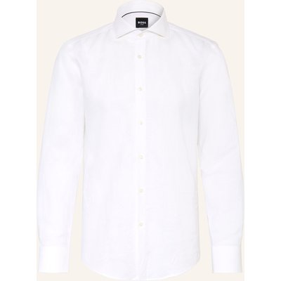 Boss Hemd Hank Slim Fit Mit Leinen weiss