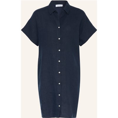 Darling Harbour Hemdblusenkleid Im Materialmix Mit Leinen blau