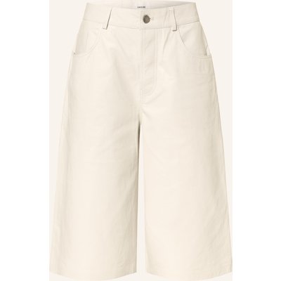 Haikure Leder-Bermudas New Becky Wrincled weiss