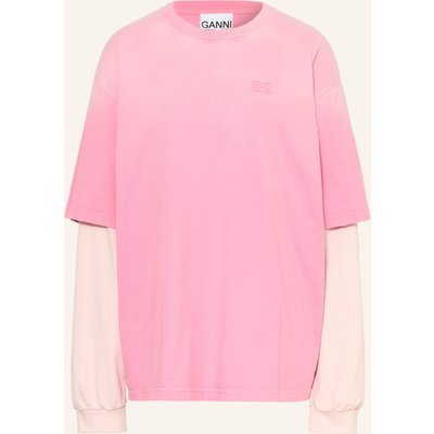 Ganni Oversized-Longsleeve rosa