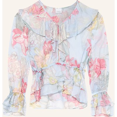 Comma Blusenshirt Mit Volants blau