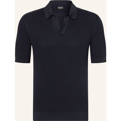 Zegna Strick-Poloshirt blau