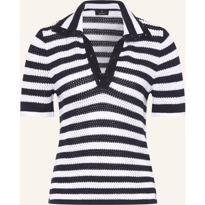 Monari Strick-Poloshirt Mit Schmucksteinen blau