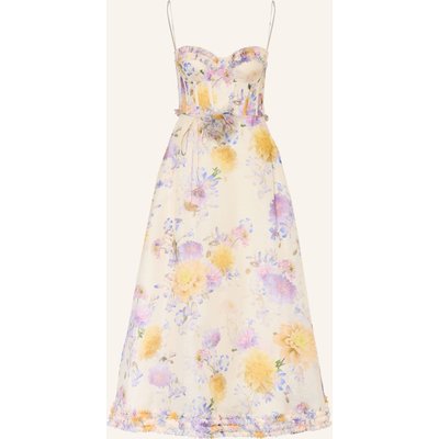 Zimmermann Cocktailkleid Luna Mit Leinen Und Seide weiss
